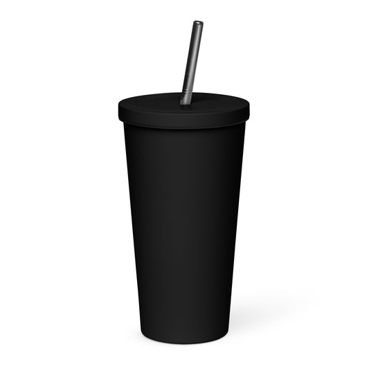 Insulated tumbler with a straw