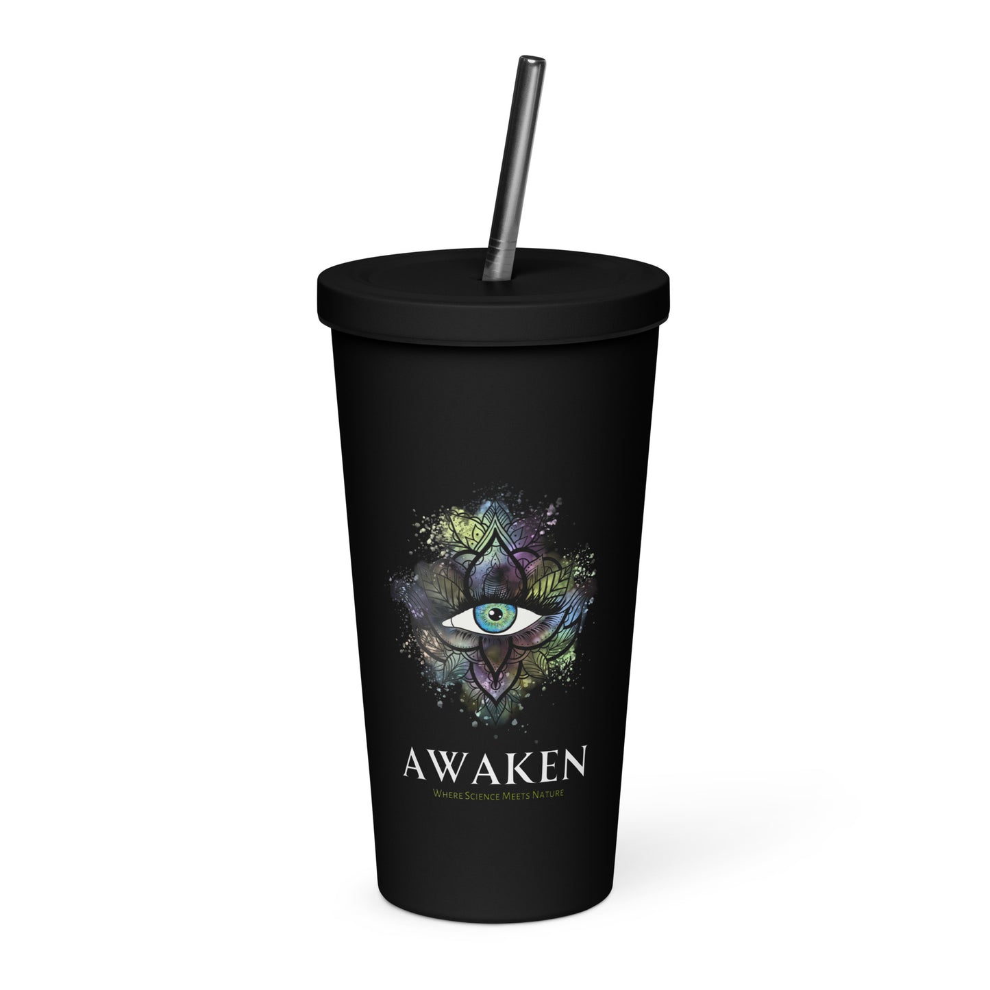 Insulated tumbler with a straw