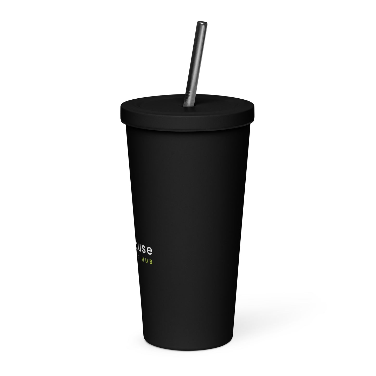 Insulated tumbler with a straw