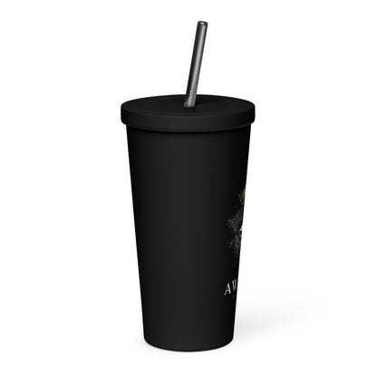 Insulated tumbler with a straw