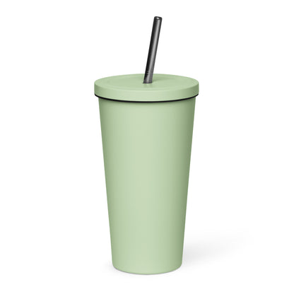 Insulated tumbler with a straw