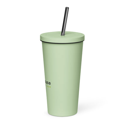 Insulated tumbler with a straw